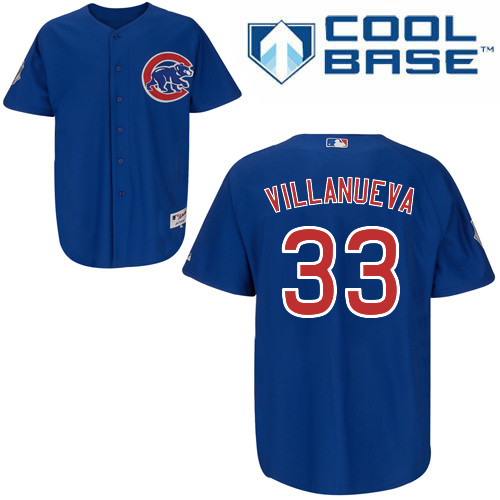 Carlos Villanueva #33 MLB Jersey-Chicago Cubs Men's Authentic Alternate Blue Cool Base Baseball Jersey